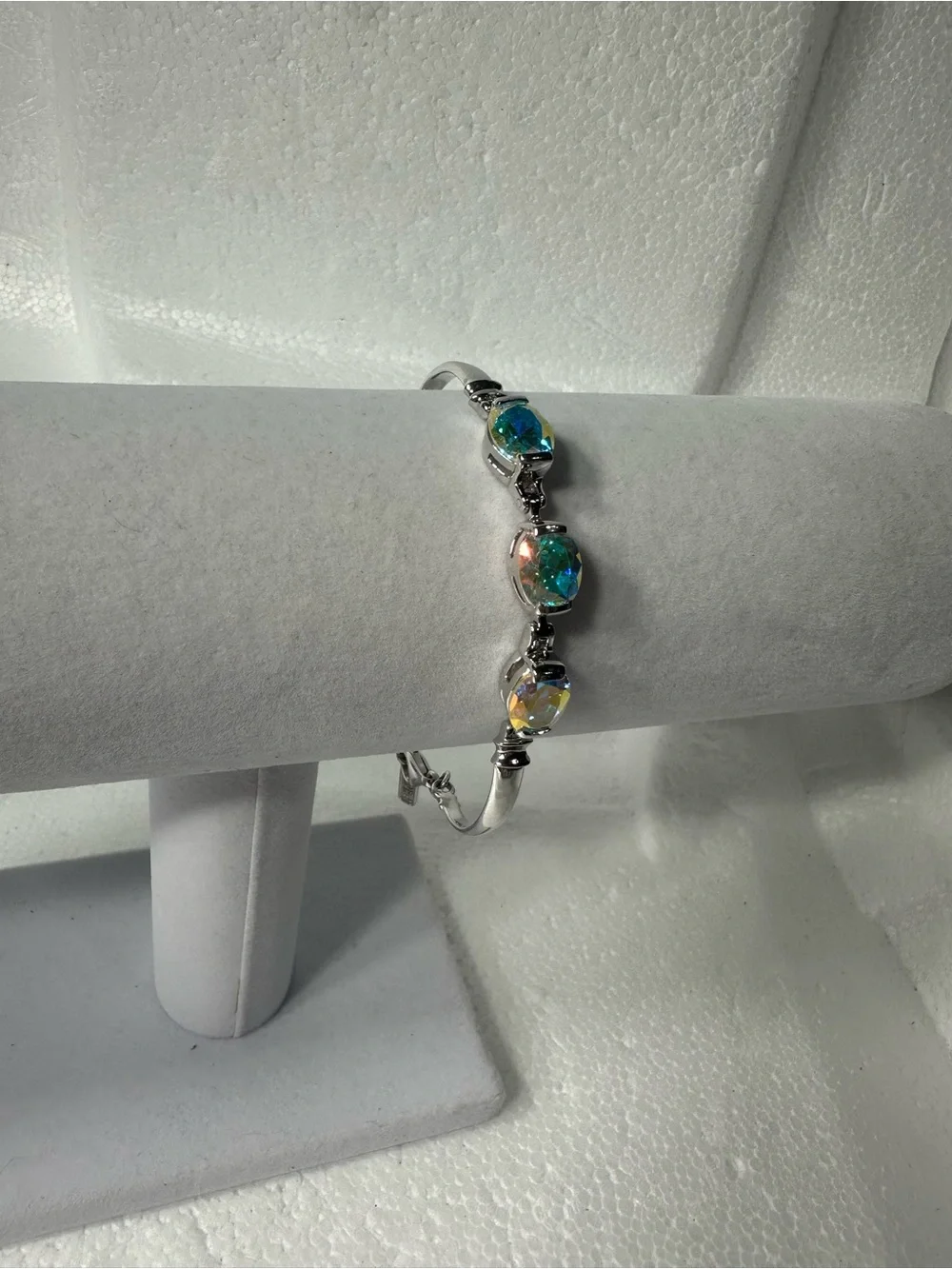 Badavici Sterling Silver 925 Multicolor Oval Topaz Bangle Bracelet Signed